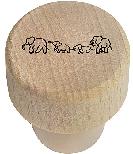 19mm 'Elephant Family' Wooden Bottle Stopper/Cork (BS00013675)