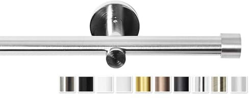 Rollmayer elegant und modern Edelstahl Vorhangstange/Gardinenstange Ø 19mm (240cm Crux, Edelstahl, 1-läufig) verschiedene Größen und Endstücken Ohne Ringe!