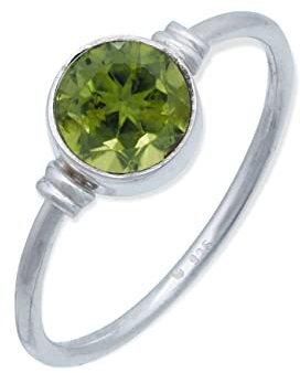 mantraroma Ring Damen Silber 925 Peridot Edelstein grün schlicht modern