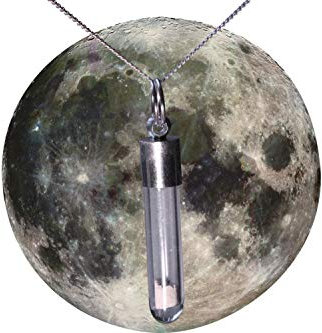 Generic - Halskette mit Mondstaub - Erwachsene, Unisex, Silber, Modern, Panzerkette, 45,7 cm, Hummer, Weltall, Mond