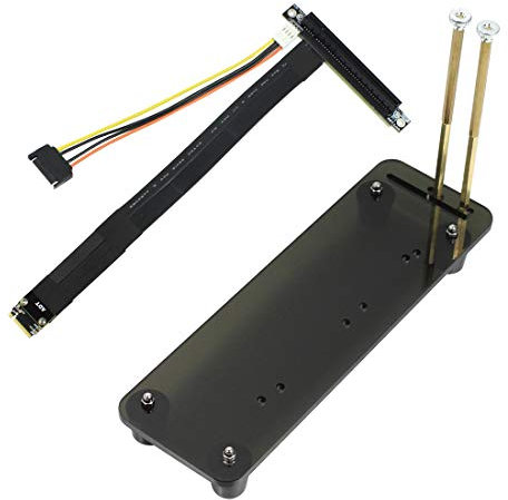 ADT-Link M.2 NGFF NVMe Key M Extender Cable to PCIE x16 Graphics Card Riser Adapter 16x PCI-e w/Vertical Bracket Stand Holder Base (25cm,Rubber Base)