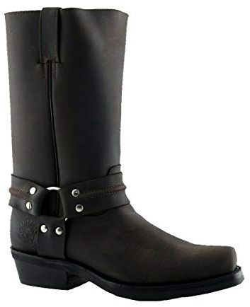 Grinders Renegade Hi Stivali Unisex di Pelle Marrone Stile Motociclista Cowboy 9