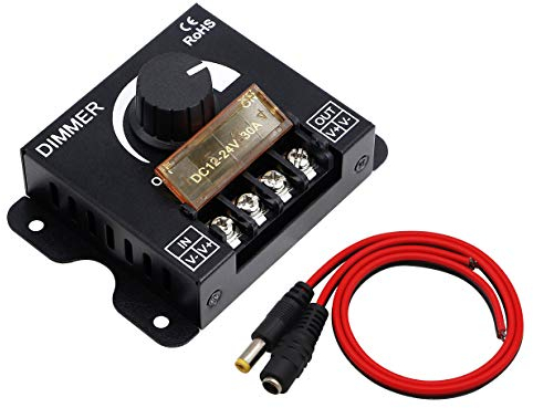 Regolatore di regolatore di luce a LED, dimmerabile, PWM, luminosità regolabile, striscia di luci LED monocolore, 12 V 24 V 30 A, con un set di 25 cm DC5,5 2,5 mm cavo