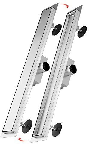 SONNI Canaletta Scarico per Doccia con Sifone Pavimento, Scarico a Pavimento, Canalina Terra da Bagno, Canale da Scarico Doppio Lato