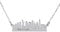 JUWEDI New York Skyline Unisex Halskette aus Sterling Silver - Vergoldet - Mit Gravurmöglichkeit - Travel Schmuck für Damen und Herren (Silber)