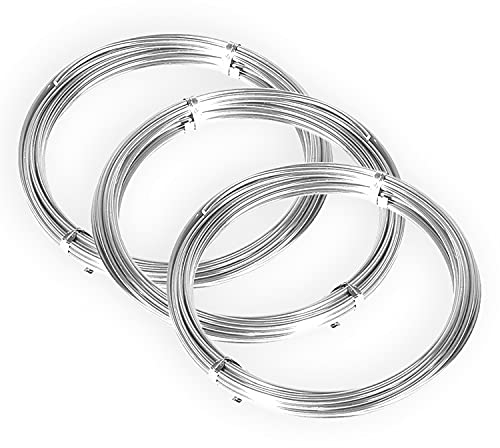 3 Pieces 0.80 mm x 5m Silver Plated Aluminum Wire Used for Handicrafts, Beading, Jewelry Making, Metal Wire Packaging Decoration DIY Handmade