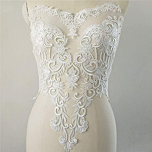 Cremefarbenes Brautkleid Spitze Applikation schimmernde Pailletten Stickerei Blume Patch für Mieder Dessous