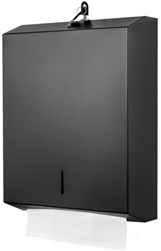 Papierhandtuchspender, Wandhalterung, kommerzielle C-Falz, Multifold, dreifach gefaltet, berührungsloser Handtuchspender mit Schloss, Mattschwarz