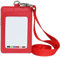 Anawakia Porta Badge Verticale in Ecopelle con Cordino Rimovibile (Rosso, 1 Pezzo)