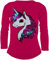 Einhorn Unicorn Mädchen Langarm Baumwolle Wendepailletten T-Shirt Bluse Long Shirt (152-158, Pink)