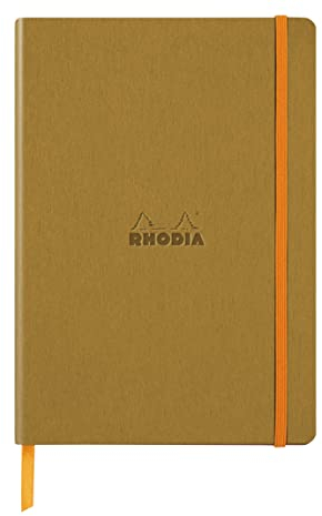 Rhodia 117476C - Notizbuch Rhodiarama mit Softcover, DIN A5, 80 Blatt elfenbein 90 g dot, 1 Stück, Gold