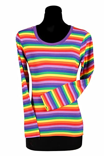 Thetru Damen Ringel Shirt Langarm bunt Karneval Fasching