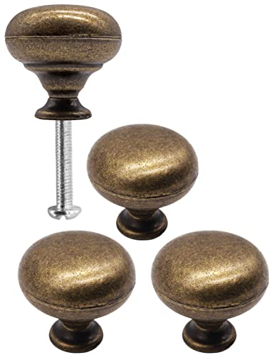 Fuxxer® Antike Möbel-Griffe, Vintage Knöpfe, Knauf, bronze, 30 x 30 mm, 4er Set