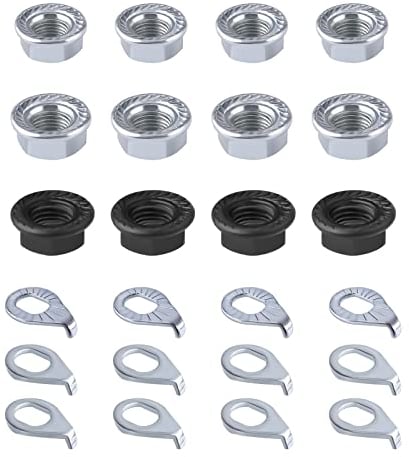 SAVITA 24pcs Bike Wheel Axle Nut and Bicycle Hub Safety Washer Kit, Carbon Steel M8/M9.5/M10 Bicycle Hub Flanged Axle Nuts Bicycle Parts Accessories for Front and Rear Mountain Bike Wheel Axle