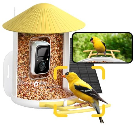 NETVUE Birdfy-Smart Bird Feeder Camera, Auto Capture and Record Videos, WiFi-Enabled With Motion Notification, App-Controlled Bird Watching, Yellow (Birdfy + Solar)