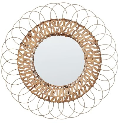 Beliani Dekorativer Wandspiegel rund Boho-Stil Wasserhyazinthe natürlich ø 67 cm Pamol