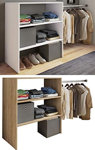 VCM Holz Kleiderschrank | offener Schrank | begehbarer Kleiderregal | Dachschrägen Regal | Maße ca. B. 90 x H. 100 x T. 50 cm - Dacho ll