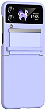 HAOYE Cover per Samsung Galaxy Z Flip 4 (Z Flip4 5G), Sensazione di Pelle Opaca Custodia Protettiva Elegante con Fermo di Connessione Nastro Flessibile, Viola