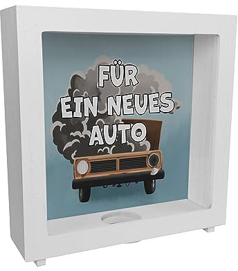 Für EIN neues Auto Rahmen Spardose aus Holz mit lustigem Motiv eine witzige Geschenkidee für das erste Auto oder wenn Dein Karren Nicht durch den TÜV kam