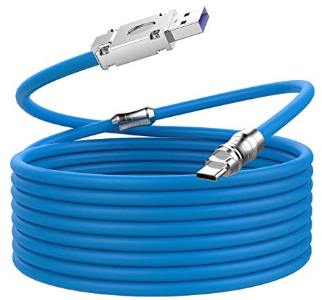 WLGQ Geek Industrial Style USB 2.0 to Type C Liquid Silicone Fast Charging Chubby Cable USB-C Interface Device Universal (Blue-2m)