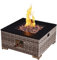 Aweather Outdoor Rattan Gas Fire Pit Table, 12KW Square Propane Gas Fire Pit Table with Lid & Glass Beads, CSA Certification for Garden, Patio, Deck, Poolside
