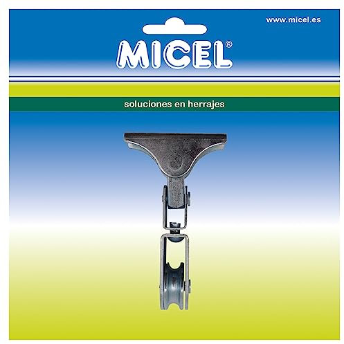MICEL - 10465 - Polea orientable para toldo de guías y capotas plegables, válida para Cuerdas de 6 mm, Acabado zincado, 40 x 11 x 72 mm