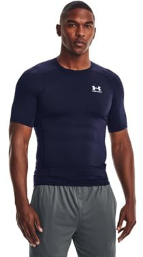 Under Armour Men's HeatGear Compression Short-Sleeve T-Shirt, Midnight Navy / White, Large Tall