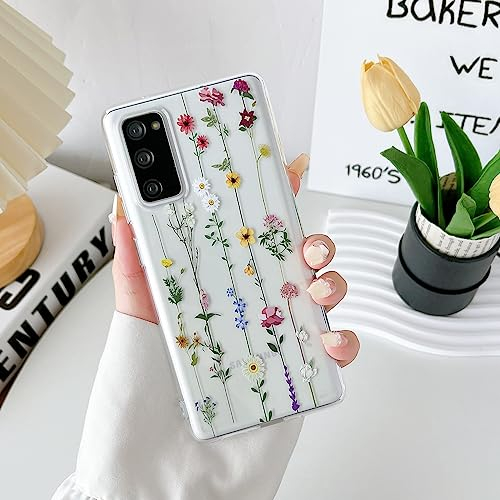 ZTOFERA Compatible with Samsung Galaxy S20 FE 4G/5G Case for Girls Women, Flexible Soft Silicone Protective Phone Case with Cute Climbing Flowers Floral Pattern Shockproof Bumper Cover, Clear