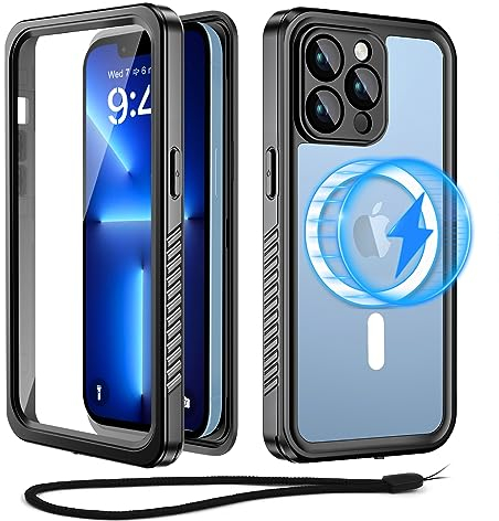 Beeasy für iPhone 13 Pro Max Wasserdicht Hülle (6,7) mit MagSafe - 360 Grad Outdoor Schutzhülle Magnetisch Handyhülle, Panzerhülle Wasserfest Staubdicht Stoßfest Hardcase mit Displayschutz - Schwarz