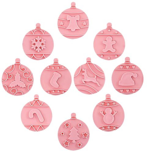 Rumyve 10Pcs 3D Cartoon Cookie Cutters,Plastic Pressable Biscuit Cutters, Tree Shapes Baking Set for DIY Holiday Party Baking(Style C)