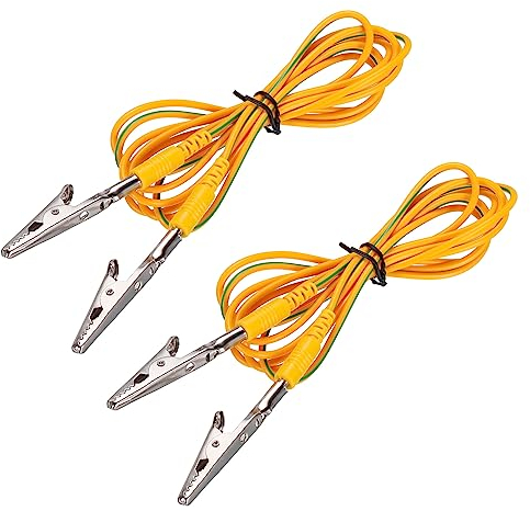 QUARKZMAN ESD Erdung Kabel Kordel mit Krokodilklemme 1.8m/71 Lang Gelb Antistatische Masse Draht Kabel Clip für Entfernen Stromleiter Elektrostatik Paket von 2