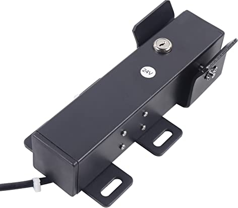 panfudongk Cerradura eléctrica de 24 V, Negro, Compatible con HUH-ET, HUH-FU, etc., Abre en 1 segundo, Control por sistema de apertura de puerta, Adecuado para puertas batientes de una o doble ala