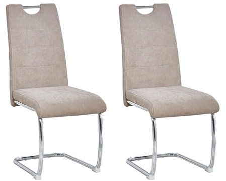SHIITO - 2 Sillas de Comedor de Estilo Moderno - Modelo Marc - Pack Elegante - Asiento Ergonómico y Patas Metálicas - En Tela Visón