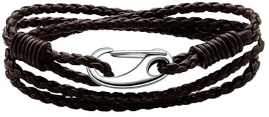 Viwind Lederarmband Damen Geflochtenes 19/20cm Leder armbänder for Damen Männer Multilayer Karabiner aus Edelstahl Manschette Wickelarmband Mit Geschenkbox (20cm, Braun)