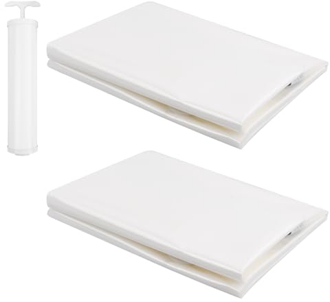 Vakuumbeutel Matratze Jumbo 2 Pack (180 * 100CM+ 150 * 100CM), Vakuumversiegelte Matratzentasche mit Staubsauger Handpumpe, 80% Platz sparen Vakkumsäcke Kleidung