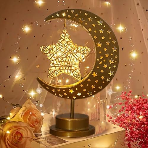 LED Mondlampe Nachtlicht Galaxie Lampe für Erwachsene Kinder Geburtstagsgeschenke, Batteriebetrieben Halbmond Ramadan Lampe, kleine Nachttischlampe für Zuhause, Nachttisch Desktop Dekoration