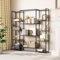 YITAHOME Bookcase, Industrial Book shelf with 13 Shelves Floor Standing Shelving Unit Wooden Shelf and Metal Frame Book Rack, Display Storage Rack for Living Room, Home Office, Black Bookshelf