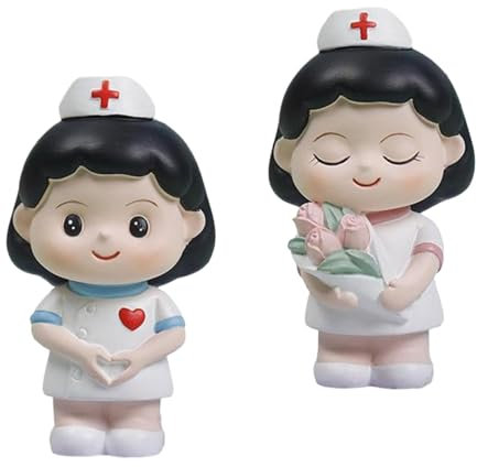 Folpus 2 Stück Krankenschwester Statue Engel in Weiß Figur für Hochzeit Wohnzimmer Schlafzimmer