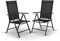 Gartenstuhl 2er-Set, Hochlehner, 7-fach verstellbar, wetterfester Garten-Klappstuhl, witterungsbeständiges Alu & Textilen, zusammenklappbare Gartenmöbel für Terrasse & Balkon, Schwarz/Schwarz, Noah