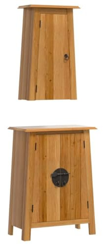 vidaXL Badmöbel Set 2-TLG., Badschrank mit Stauraum, Badezimmer Wandschrank Badezimmerschrank, Badezimmermöbel, Vintage-Look, Massivholz Kiefer