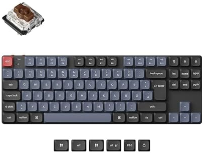 Keychron K1 Pro Ultra-Slim TKL DE-Layout QMK/VIA Benutzerdefinierte drahtlose mechanische Bluetooth-Tastatur mit PBT-Tastenkappe Hot-Swap-fähiger Gateron-Braun-Schalter-RGB-Hintergrundbeleuchtung