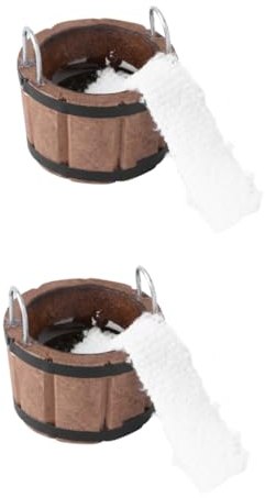 VICASKY Lot de 2 mini baignoires pour maison de poupée - Modèle miniature de qualité supérieure - Baignoire marron avec serviette pour mini jardin - Accessoires de maison de poupée