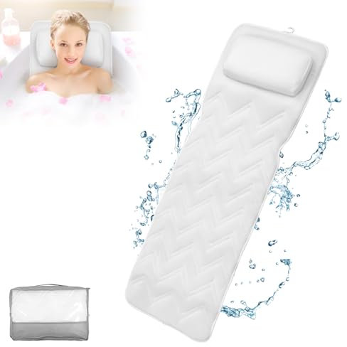 Tapis D'oreillers de Bain pour Tout Le Corps avec 13 Ventouses, Oreiller de Baignoire Spa, Soutien de la Tête, du Cou, des épaules et du Dos, Profitez d'une Expérience Semblable