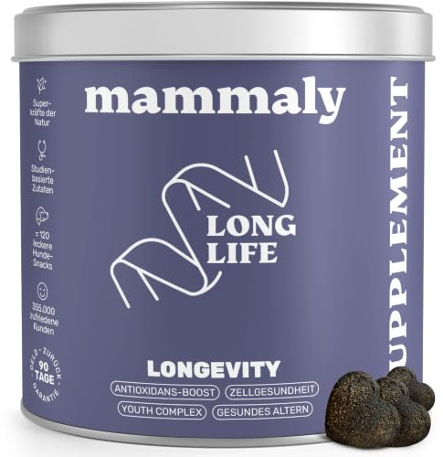 mammaly Long Life® Zellpower-Komplex mit Taurin & Naturmoor (bis 60 Tage) | mit 120 Snacks für Alterung & Vitalität - ohne Huhn - mit Lamm, Kokosfett - DLG zertifiziert - mit Tierärzten entwickelt
