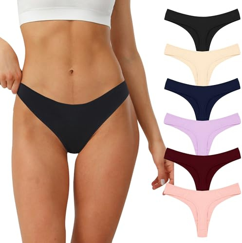 Lakpoau Tanga Coton Femmes Lot de 6 String Tangas Femme S-XL | Culotte Strings Slip Sport Women Thongs Femmes Sous-vêtements,Invisible Slip Taille Basse Confortable Women Panties