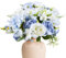 Foshird 4 Bündel Künstliche Blumen Pfingstrosen Weiß Blau Deko Kunstblumen Wie Echt Seidenblumen Blumenstrauß Künstlich Fake Flowers Fake Blumen für Garten Geschenk Hochzeit Tischdeko Draußen Balkon