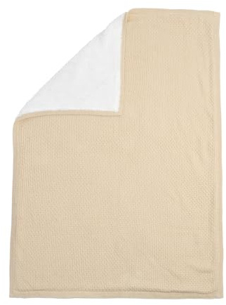 Clair de Lune Organic Knit Sherpa Babydecke für Kinderwagen/Autositz, weich, 70 x 90 cm, cremefarben