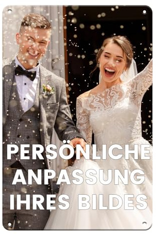 Blechschild selbst gestalten - Metall-Poster mit Foto und Text bedrucken, Blechschilder Retro, Schild A4, 20 x 30 cm, Hochformat I Personalisiertes Geschenk