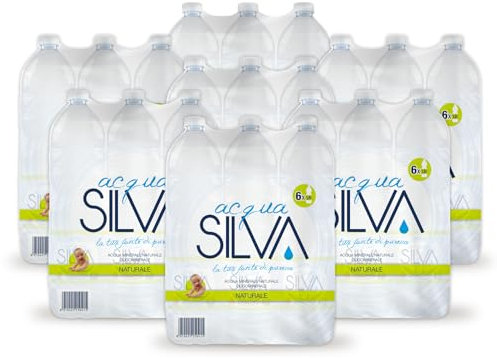 Acqua Silva Naturale – Confezione 7 fardelli (6 bottiglie 1,5 L a fardello) (tot. 42 Bottiglie da 1,5 L) – Leggera e Oligominerale