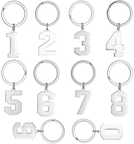 YAPKOLV 10 PCS 0–9 Schlüsselanhänger mit Glückszahl & Startnummer, ideal für Schlüssel-Organizer, Geschenk, Freund, DIY